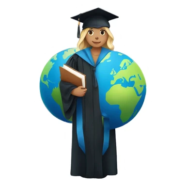 student holding planet in graduation gown sticker
