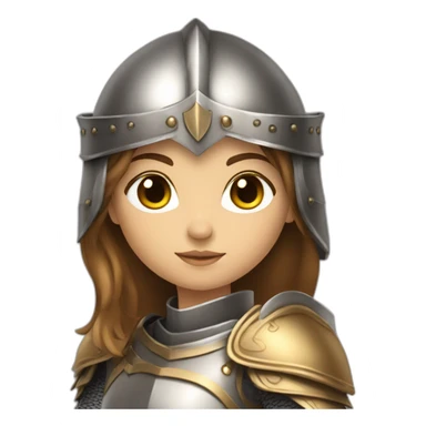 lady knight with bird motif long brown hair golden eyes tan skin holding a sword sticker