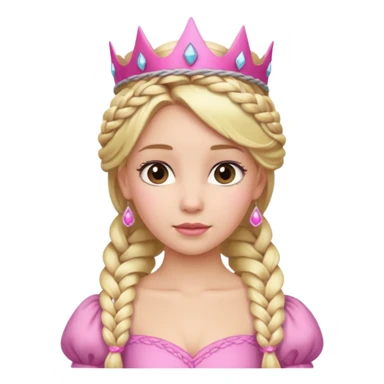 Blonde Princess with braided hair and pink crown. sticker