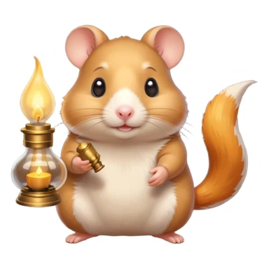 hamster holding oil lamp light sticker