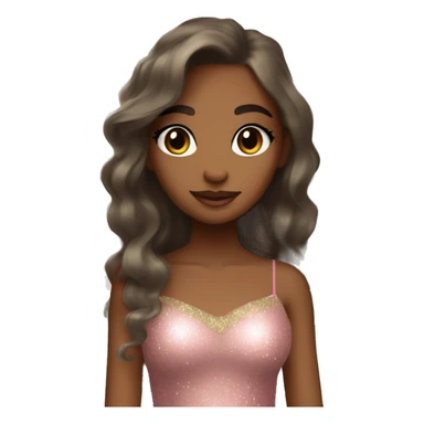 Brown skin fairy with long brown hair sage green dress pink sparkly eyeshadow and long eyelashes and wings sticker