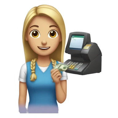 girl paying at the cash register sticker