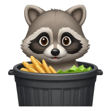 A cute raccoon eating McDonald's over a trash can sticker