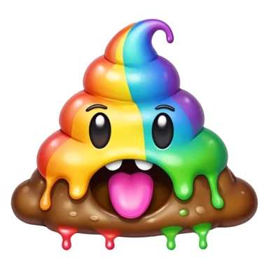 melted rainbow poop emoji monster sticker