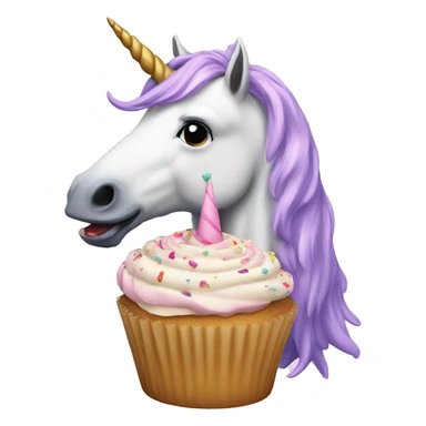 A unicorn eating a cupcake sticker