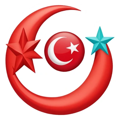 Turkish flag with turquoise sticker