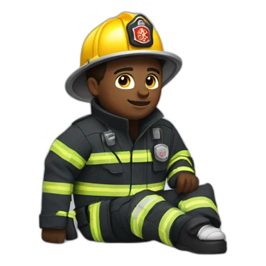 black abs firefighter with a broken foot and a cast sticker
