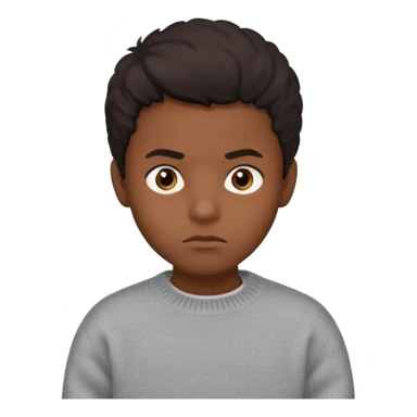black boy with medium 4b hair serious face expression and dark brown eyes and sweater  sticker