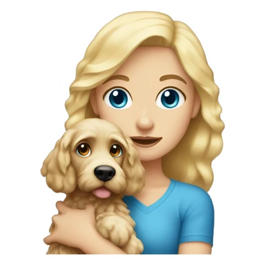 Blonde girl with blue eyes and  cockapoo sticker
