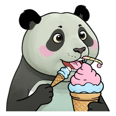 Panda eating ice cream sticker