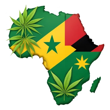 Map of Africa covered in the Zimbabwean flag sprouting marijuana leaves sticker