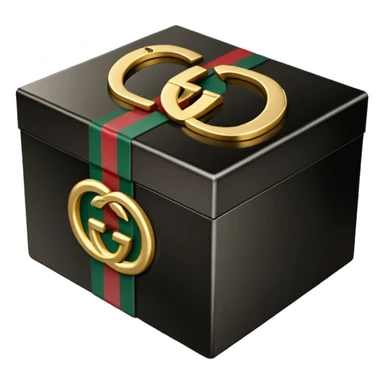 black box with the words “GUCCI” inside  sticker