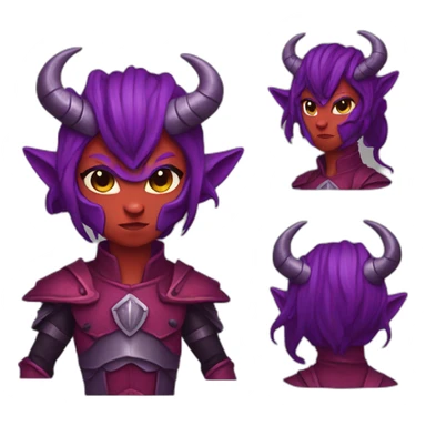 Red Tiefling with a purple mustache wearing paladin armor sticker