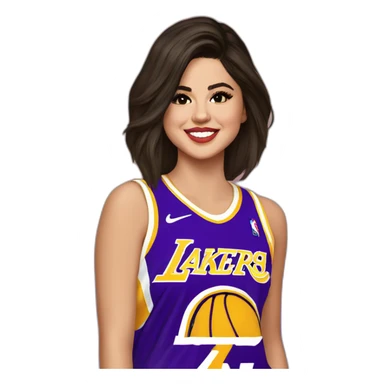 selena gomez with lakers jersey sticker