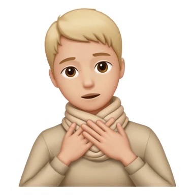 Person grabbing thier neck with their hands crossing them wrapping them around thier neck  sticker