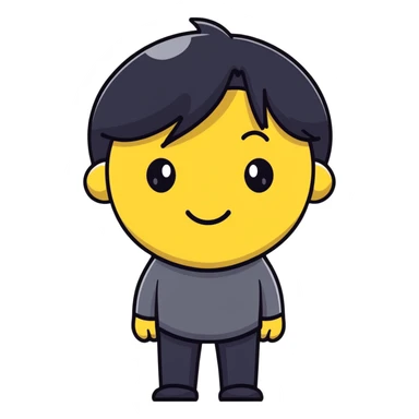 embarrassed white smiley with black hair sticker