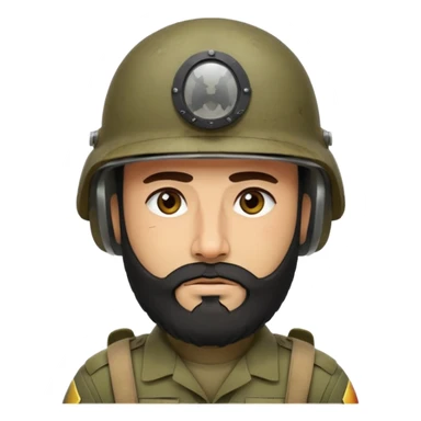 VERY TIRED, swarthy, Iraqi soldier in a casque, casque without insignia, with a beard sticker