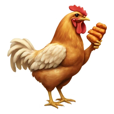 A chicken eating a chicken wing sticker