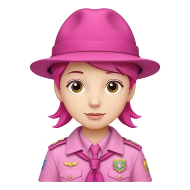 scout bpy with very pink scout uniform including hat sticker