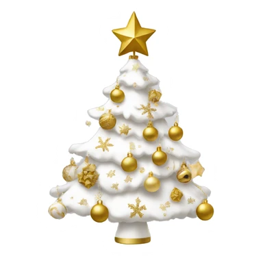 White Christmas tree with gold and white ornaments  sticker