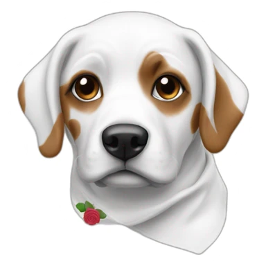 Un bandana rose et blanc sur un chien blanc sticker