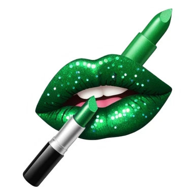 green lipstick with glitter sticker