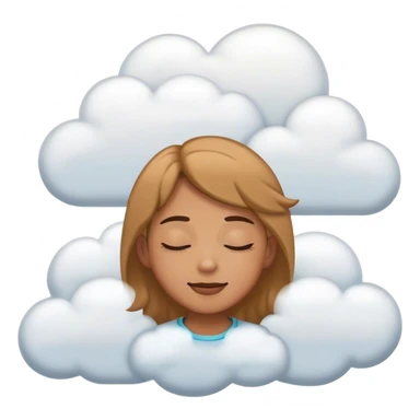 a satisfied face with his eyes closed surrended by several soft clouds sticker
