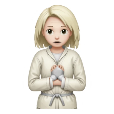 Пациент психиатрической больницы в смирительной рубашке, руки связаны за спиной sticker