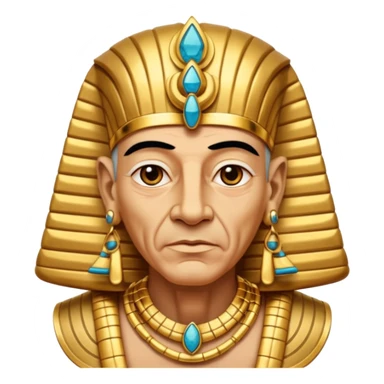 An aging pharaoh with deep wrinkles, elaborate gold jewelry, and a wise commanding gaze.
 sticker