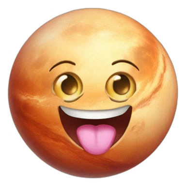 planet Venus with a cartoon face with tongue sticker