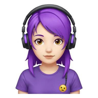 Gamer Girl with Headset + Purple Hair sticker