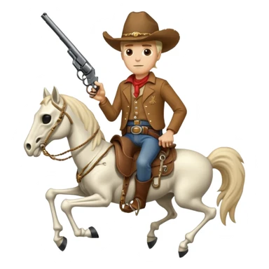 White Cowboy with a revolver on a skeleton horse  sticker