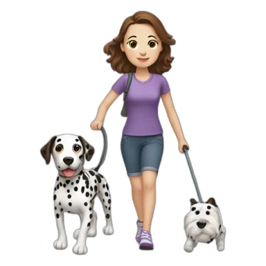 Woman with brown hair and dalmatian going for a Walk sticker