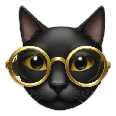 Black-cat-with-gold-framed-circular-glasses sticker