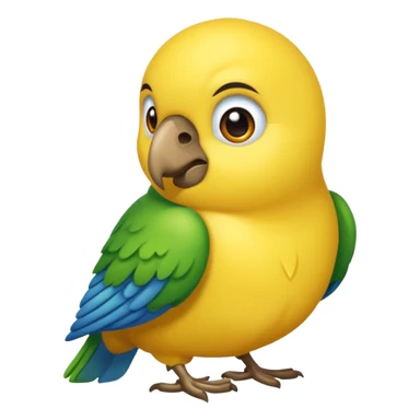 Pappagallo giallo e blu con il giallo sul petto le ali e la coda blu e la fronte poco poco verde sticker