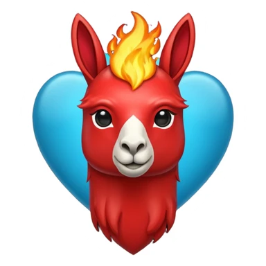 Hazme el corazón rojo y con fuego y que la llama sea azul verdoso sticker