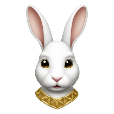 white rabbite face, luxury style, gold border sticker