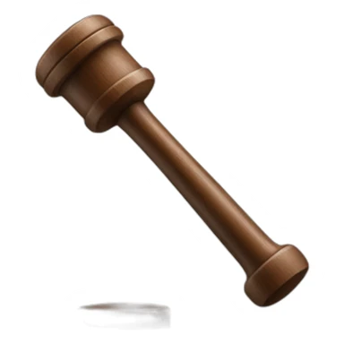 male judge holding a small woodden hammer sticker