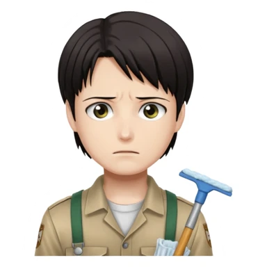Levi ackerman from attack on titan with his cleaning outfit on sticker