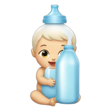 a baby sucking milk bottle sticker