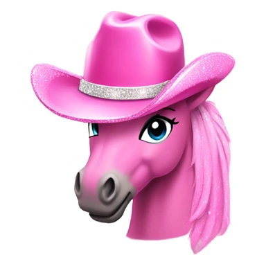 Pink sparkly pony with a pink cowgirl hat  sticker