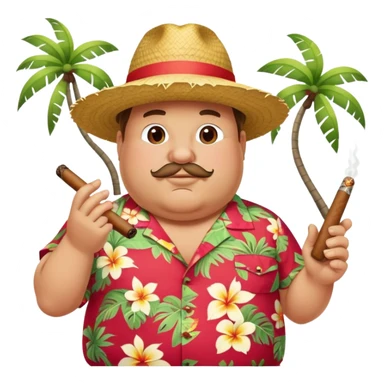 Fat man at the beach with a cigar  sticker