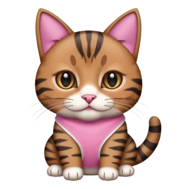 a  brown and black tabby cat, with a pink bandage on just one front paw paw, realistic sticker