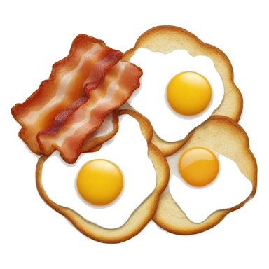 “Two fried eggs, crispy bacon, and buttered toast on a plate.” sticker