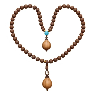 monk necklace object icon, wooden prayer beads with simple pendant, spiritual minimal design, natural wood texture, subtle sacred aura, 3D cartoon style, mobile game icon style, centered, clean background, no text, no watermark
 sticker