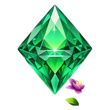 green crystals diamond with runes in forest and flowers sticker
