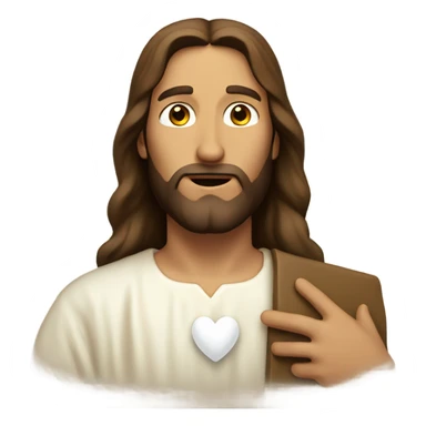 Jesus holding a white heart  sticker