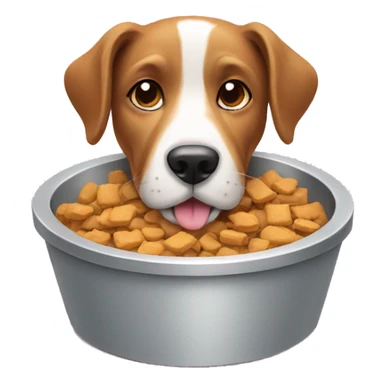 dog with treats in dog bowl sticker