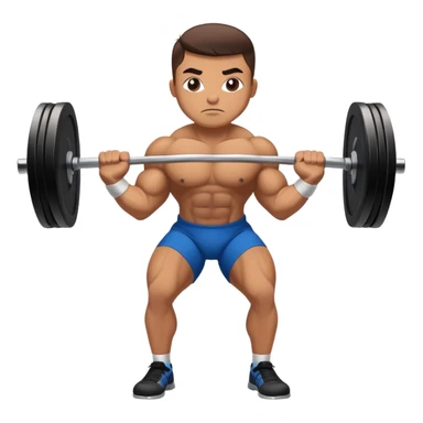 Powerlifter lifting a heavy barbell in a dramatic display of strength, muscles flexing under the pressure. The focus is on the lifter's intense effort and the heavy weights on each side. The background features a gym with weights and equipment, emphasizing the raw power of the sport.  sticker