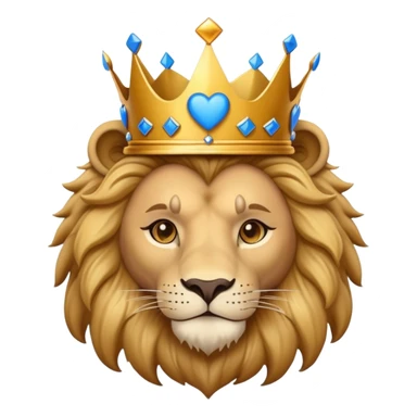 brave lion wearing a golden crown with blue hearts in New York City sticker